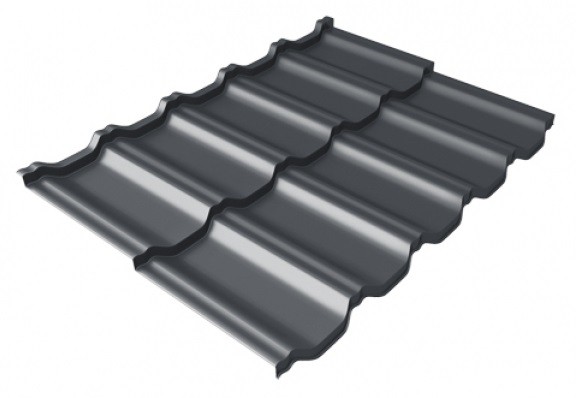 Металлочерепица модульная Квинта Uno Grand Line c 3D резом 0,5 Satin Мatt RAL 7024 мокрый асфальт купить в Тамбове