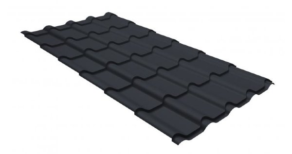 Металлочерепица камея GL 0,5 GreenCoat Pural matt RR 23 темно-серый (RAL 7024 мокрый асфальт) купить в Тамбове