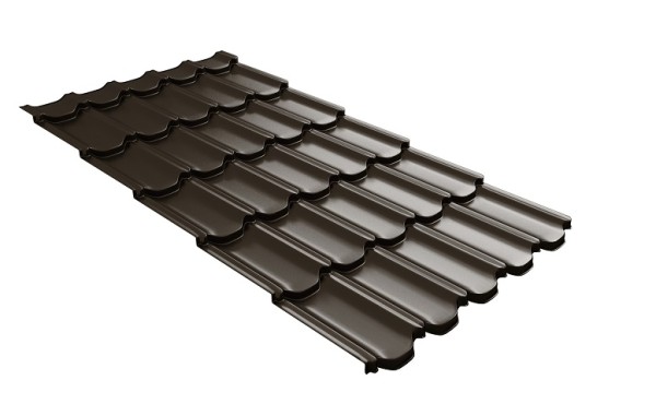 Металлочерепица квинта плюс с 3D резом 0,5 GreenСoat Pural Matt RR 32 темно-коричневый (RAL 8019 серо-коричневый) купить в Тамбове