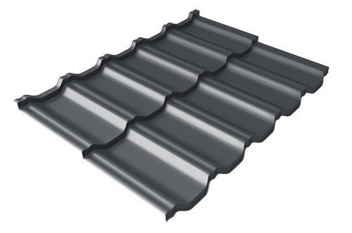 Металлочерепица модульная Квинта Uno Grand Line c 3D резом 0,45 Drap RAL 7024 мокрый асфальт купить в Тамбове