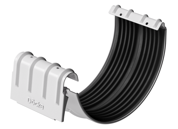 Соединитель желобов D125 Döcke STAL PREMIUM Пломбир, (RAL 9010) купить в Тамбове