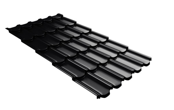 Металлочерепица квинта плюс с 3D резом 0,5 Satin Мatt RAL 9005 черный купить в Тамбове